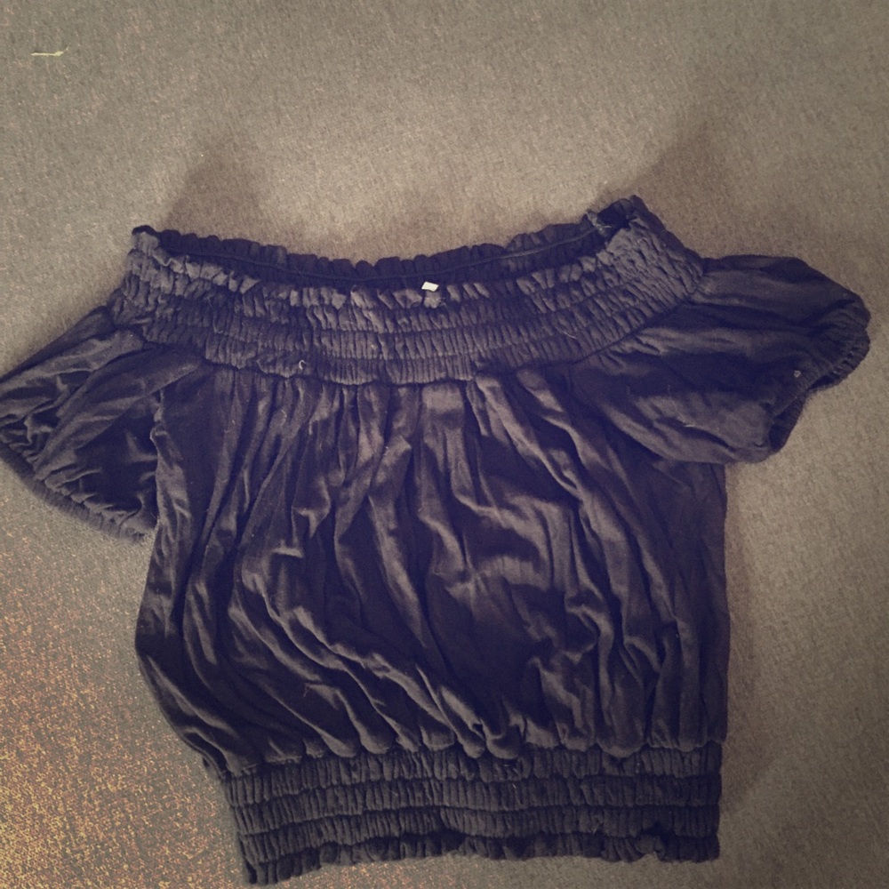 Arden B ruffled off the shoulder crop top